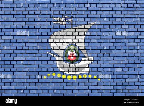 flag of Kaliningrad painted on brick wall Stock Photo - Alamy