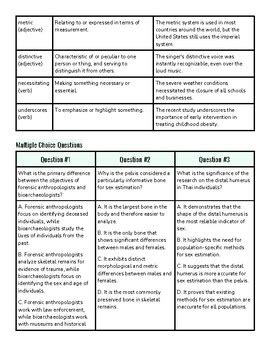 Identifying Biological Sex Age And Height From The Human Skeleton Printable