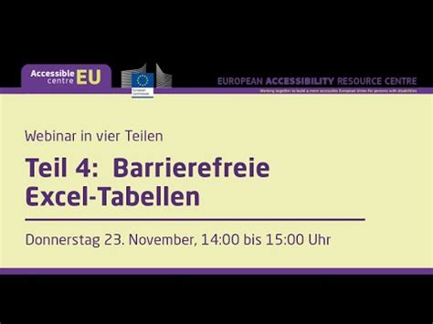 Webinar Reihe Barrierefreie Office Dokumente Teil Excel Youtube