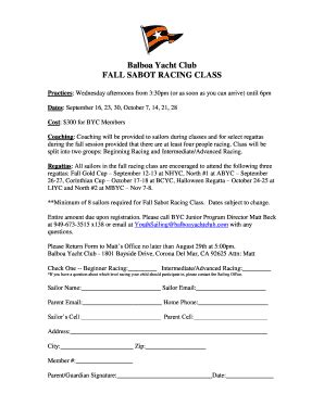 Fillable Online Balboa Yacht Club Fax Email Print Pdffiller