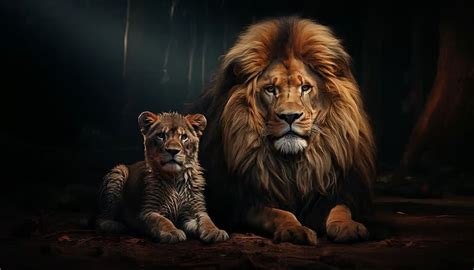 Lion and a lion cub HD wallpaper 4K free download for Desktop laptop ...