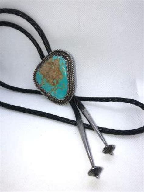 Vintage Native American Turquoise Bolo Tie Signed Etsy