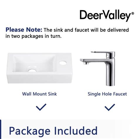 Deervalley Liberty White Ceramic Rectangular Wall Mount Bathroom Sink