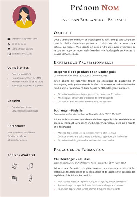 Exemple De Cv Boulanger P Tissier