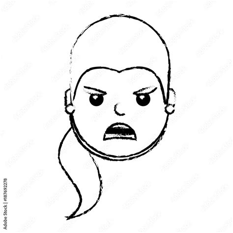 Pretty Woman Angry Frustrated Facial Expression Cartoon Vector