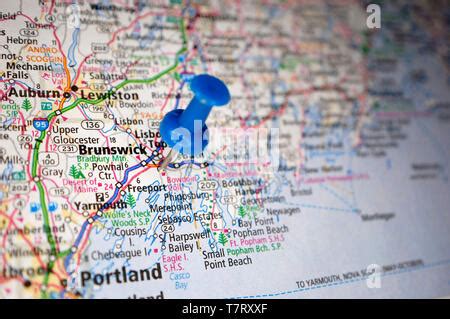 map brunswick maine marked push pin stock photo alamy