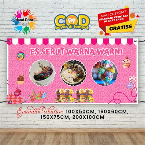 jual cetak spanduk banner kedai es serut pink mmt spanduk custom