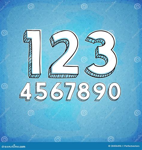 Doodle Style Hand Drawn Digits Stock Vector Illustration Of Brochure