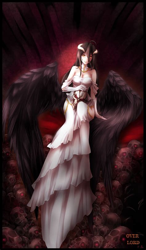 Wallpaper Illustration Anime Girls Wings Horns Dress Cleavage Demon Overlord Anime