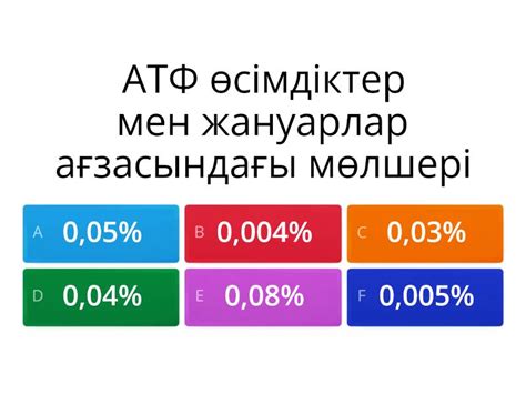 Копия АТФ құрылымы мен қызметі - Викторина