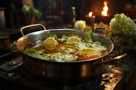 Premium Photo Hot And Boiling Shabu Broth With Cabbage