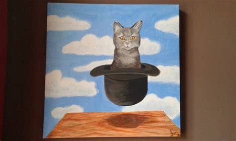 Travail Sur Magritte Chat Dans Un Chapeau Acrylique Sur Toile Dessin