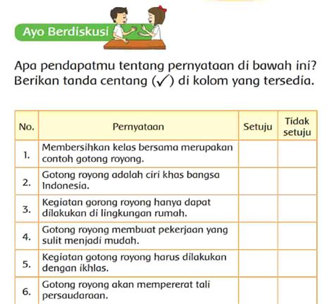 Apa Pendapatmu Tentang Pernyataan Di Bawah Ini Berikan Tanda Centang Di Kolom Yang Tersedia