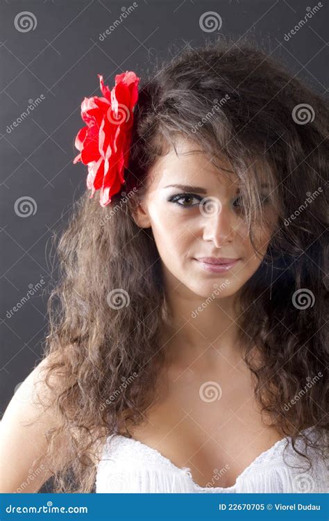 Belle fille de brunette image stock Image du bouclé 22670705