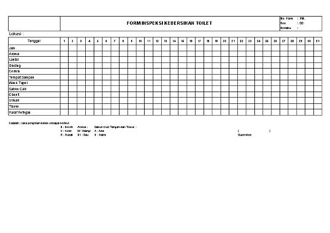 Form Inspeksi Kebersihan Toilet Pdf