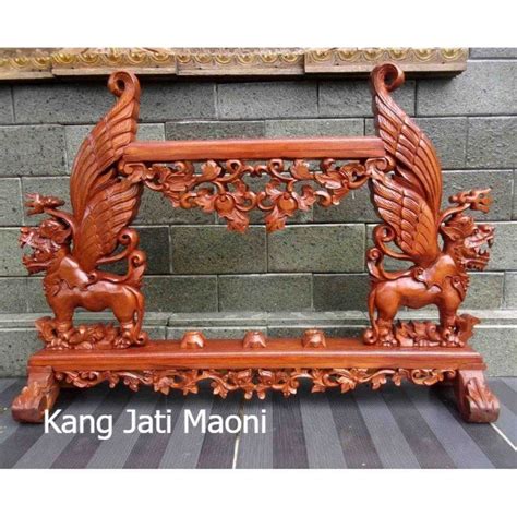 Jual Jagrak Stand Dudukan Keris Model Ukir Singo Barong Isi Warna