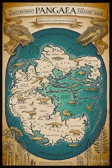 Map Of The Supercontinent Pangaea Photographic Print For Sale By