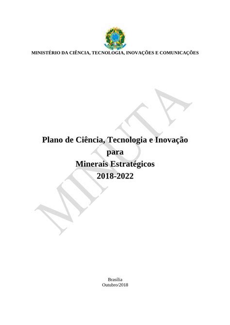 Pdf Plano De Ciência Tecnologia E Inovação Para Minerais Dokumen Tips