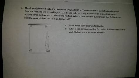 Solved The drawing shows Bobbo the clown who weighs 1200 N. | Chegg.com