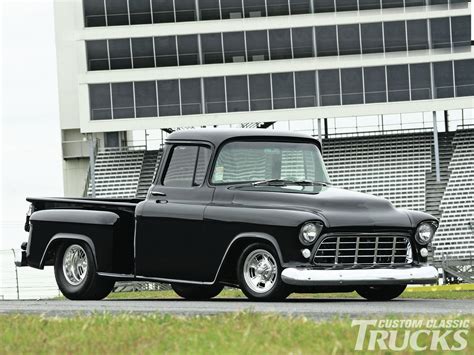 720p Stepside Rod Hot Hotrod 1955 Usa Chevrolet Streetrod Pickup Street Hd Wallpaper