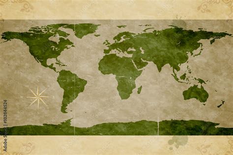 Map of the World. Old paper texture Stock Vector | Adobe Stock