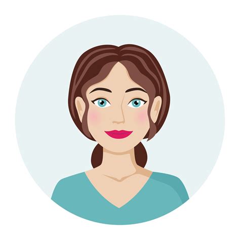 Female Avatar Portrait Of A Cute Brunette Woman Vector Illustration