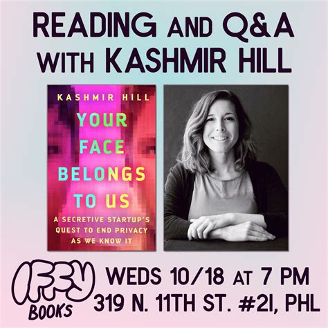 👨‍🦲 Reading and Q&A with Kashmir Hill, author of ‘Your Face Belongs to ...