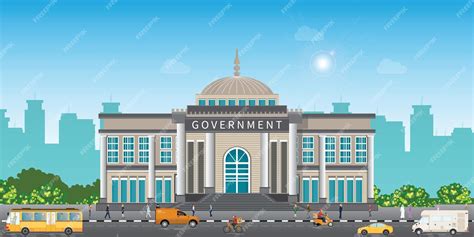 Premium Vector A Court Or Government Building Landscape Exterior