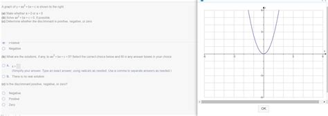 Solved A Graph Of Y Ax Bx C Is Shown To The Right Chegg