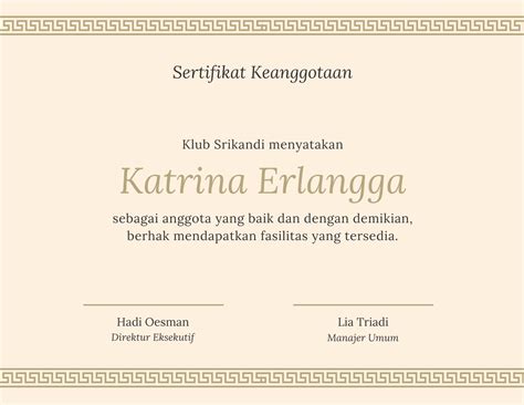 Gratis Contoh Sertifikat Keanggotaan Keren Canva