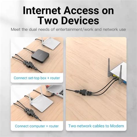 VENTION RJ45 Splitter 1 to 2 100Mbps Speed, 100 Meters Transmission, 2 ...
