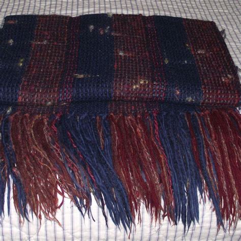 Vintage Hand Woven Wool Blanket With Mohair And Ribbons From Santa Fe