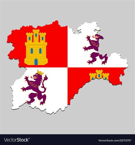 Castile and León Map with flag vector image Flag vector Vector