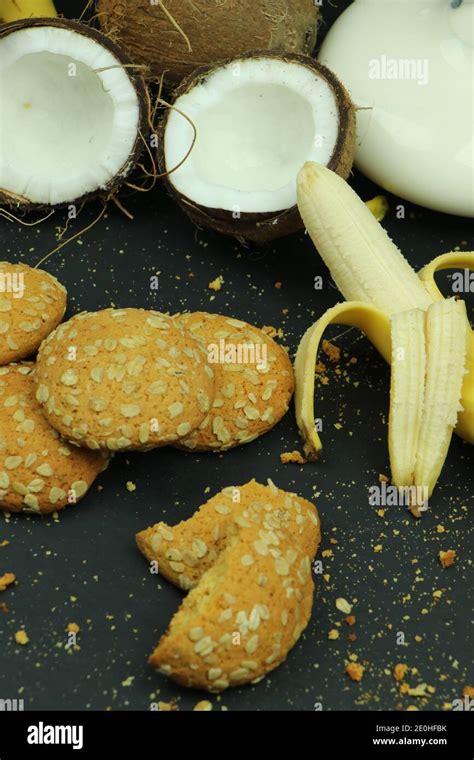 Round Ginger Biscuit With Crumbs Stock Photo Alamy