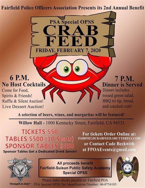 Fairfield Crab Feed To Benefit Public Safety Academy The Vacaville