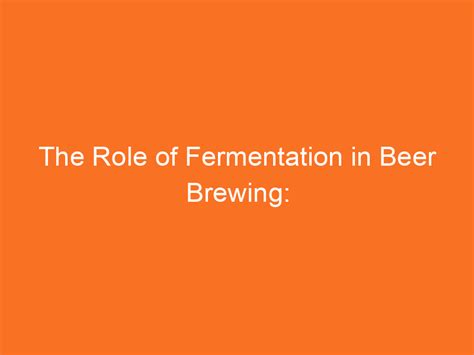 The Role Of Fermentation In Beer Brewing Unveiling The Magic Brew Gem