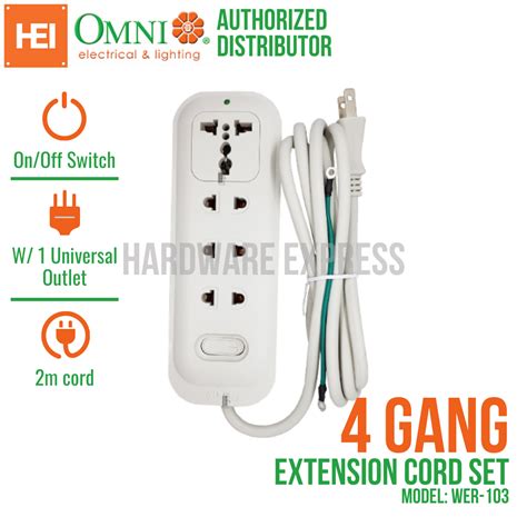 Omni Extension Cord Set W Universal Outlet And Switch WER 103