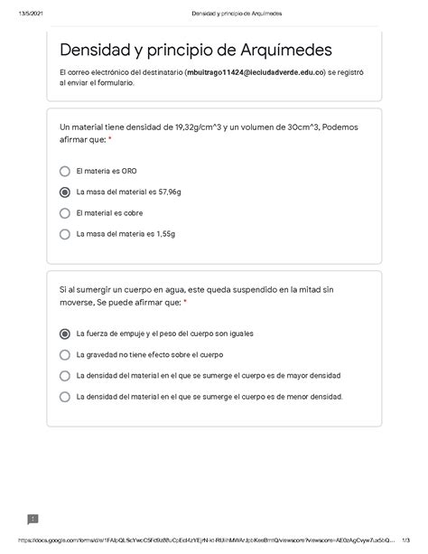 Solution Densidad Y Principio De Arqu Medes Nota De Studypool