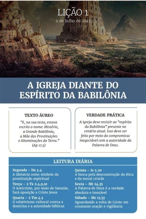 Li O A Igreja Diante Do Esp Rito Da Babil Nia Trimestre De