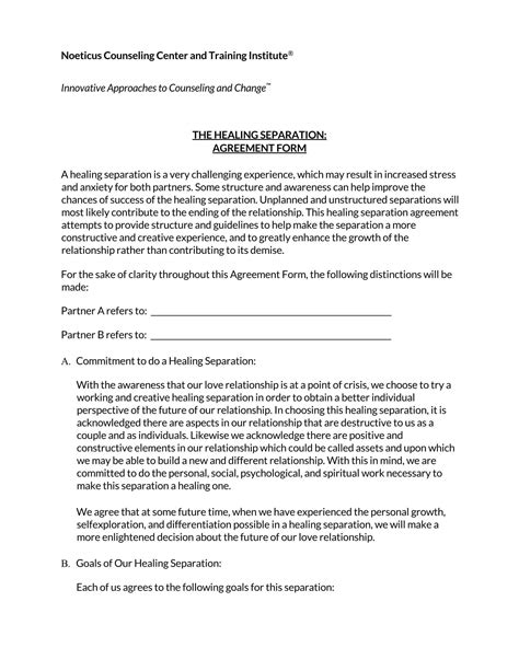 38 Free Separation Agreement Templates Word Pdf