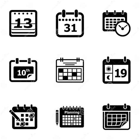 Nuevos Iconos Fijados Estilo Simple Del Calendario Ilustración Del