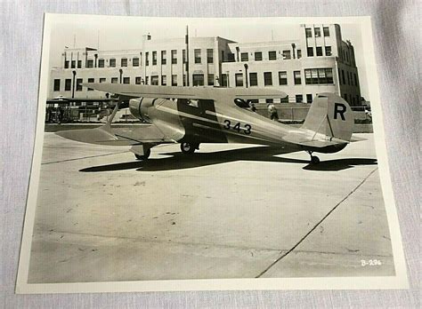 1937 Beechcraft Model E17L Airplane 8x10 Photograph Old Wichita Airport ...