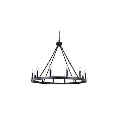 Buy Wellmet 12 Light Black Wagon Wheel Chandelier Diam 38 Inch