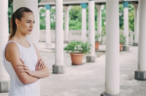 Ponytail Depth Of Field Brunette Girl Model Woman White Dress