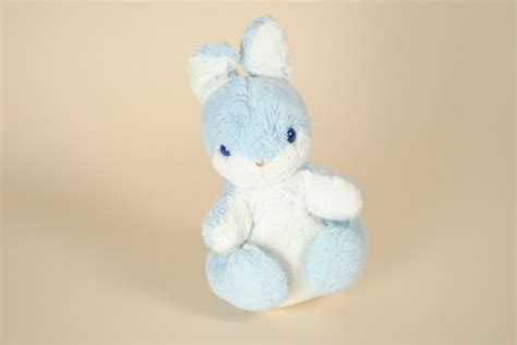 Peluche Lapin Yeux Bleu Vintage Grelot Boulgom Coeur De Doudou