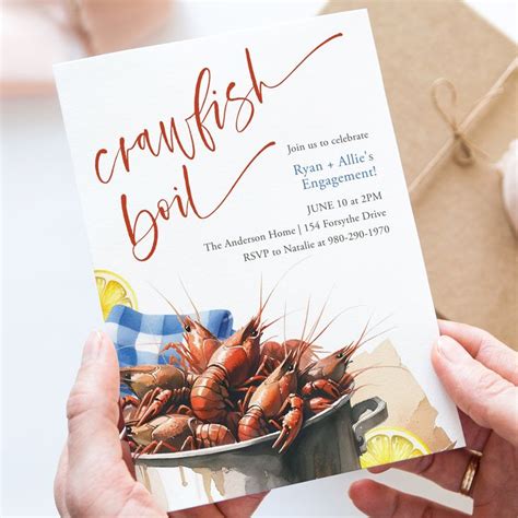 Crawfish Boil Invitation Printable Editable Corjl Template Seafood Boil