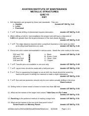 Amt Metallic Structures Quiz Key Doc Aviation Institute Of