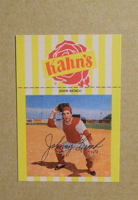 1968 Kahn S Wieners Baseball 8 Johnny Bench Cincinnati Reds RC RP Etsy