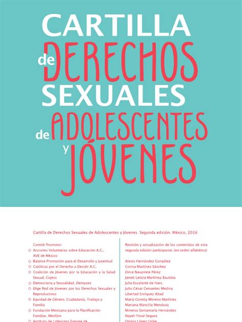 Cartilla De Derechos Sexuales De Adolescentes Y Jovenes Pdf