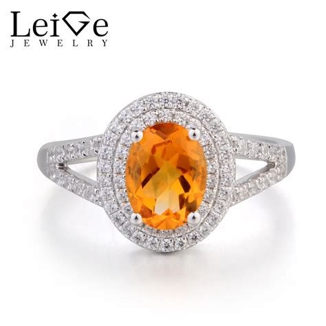 Leige Jewelry November Birthstone Natural Citrine Ring Engagement Ring